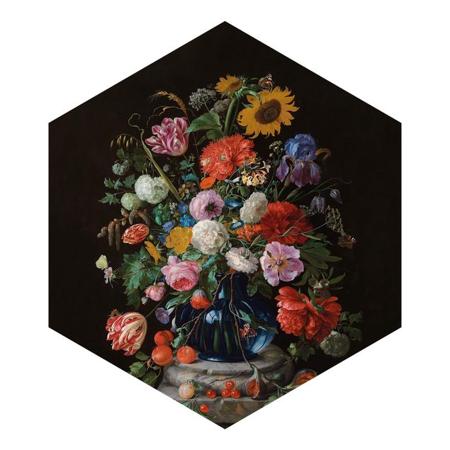 Sekskantede Tapeter Jan Davidsz De Heem - Glass Vase With Flowers