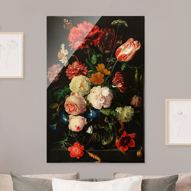 Kunst stilarter Jan Davidsz De Heem - Still Life With Flowers In A Glass Vase