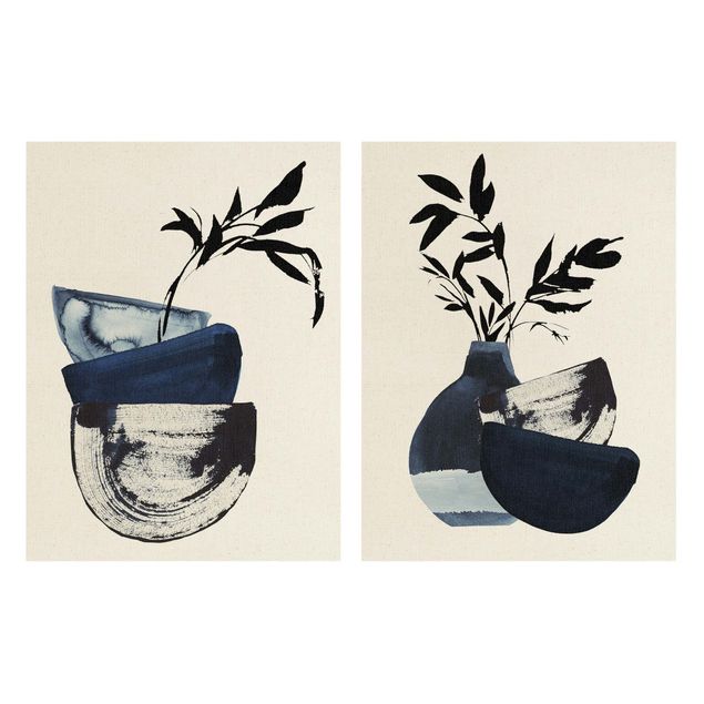 Billeder Japandi Watercolour - Tableware With Branches