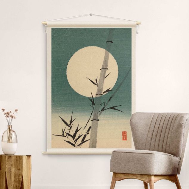 Gobelin vintage Japanese Drawing Bamboo And Moon