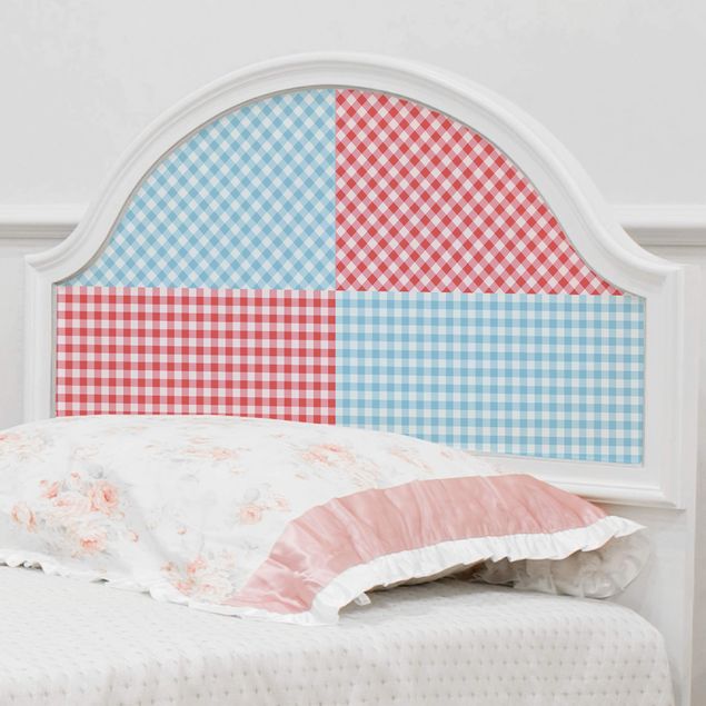 Møbelfolier mønstre Checked Pattern Squares In Pastel Blue And Vermillion