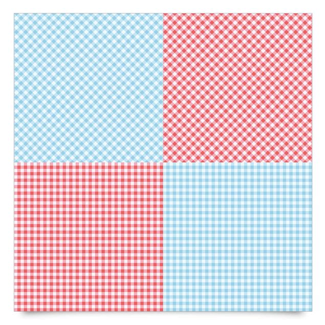 Møbelfolier skabe Checked Pattern Squares In Pastel Blue And Vermillion