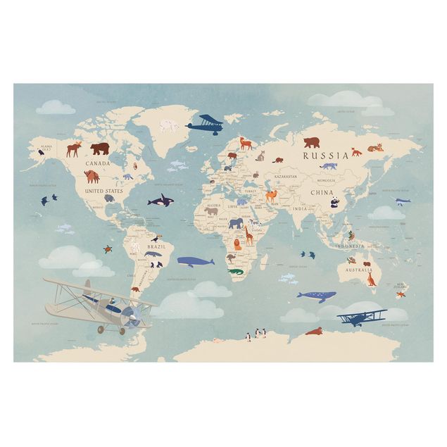 Tapet Map With With Animals Of The World
