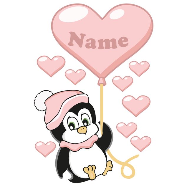 Wallstickers Penguin girl customised text