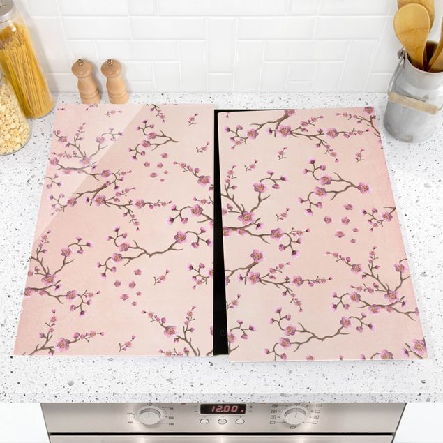 køkken dekorationer Cherry Blossoms On Light Pink