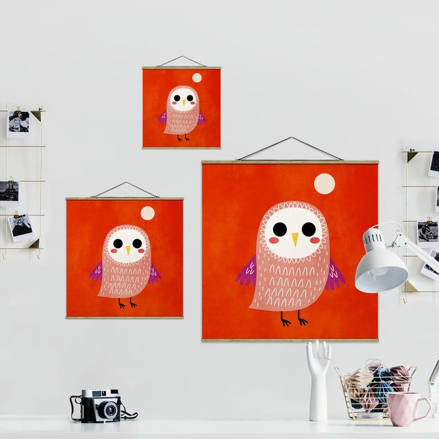 Billeder Kubistika Little Owl At Red Night