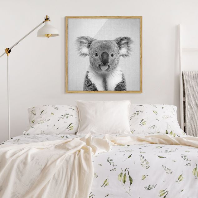 Indrammede plakater dyr Koala Klaus Black And White