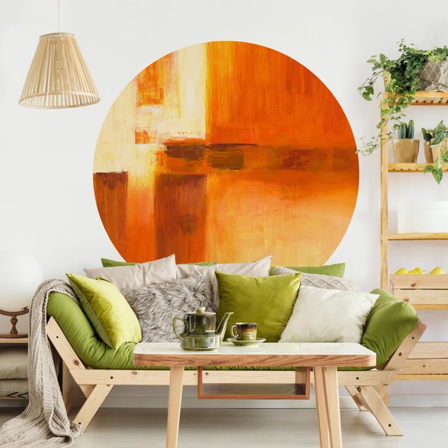 Moderne tapet Composition In Orange And Brown 01