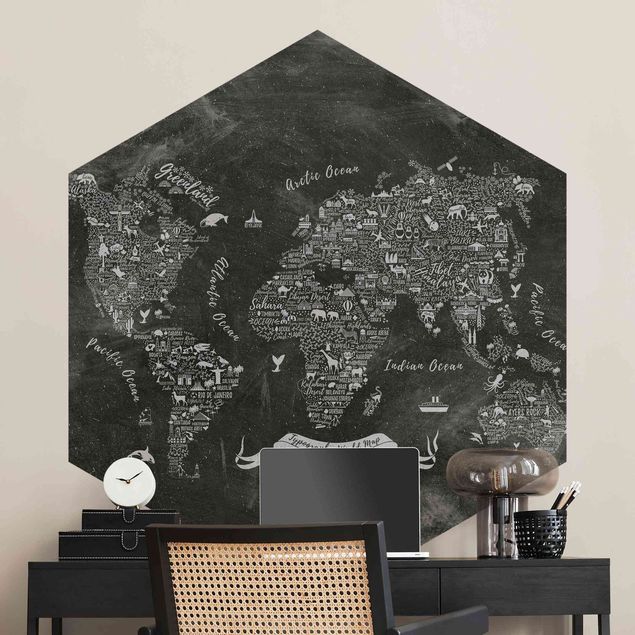 Moderne tapet Chalk Typography World Map