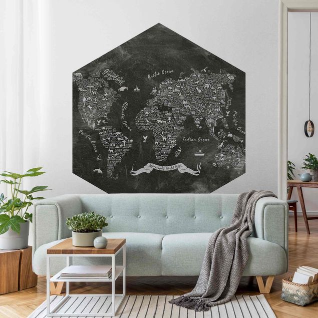Tapet verdenskort Chalk Typography World Map