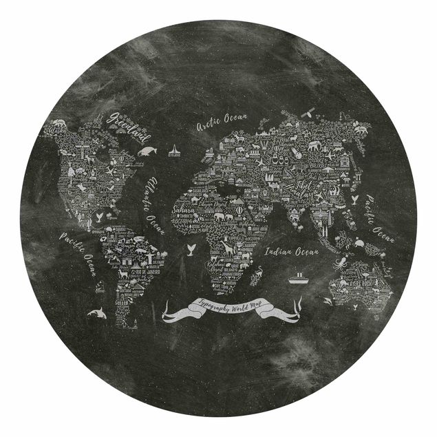 Fototapet verdenskort Chalk Typography World Map