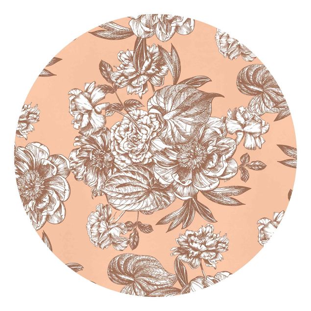 Tapet mønster Copper Engraving Flower Bouquet