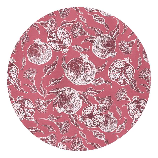Moderne tapet Copper Engraving Pomegranates