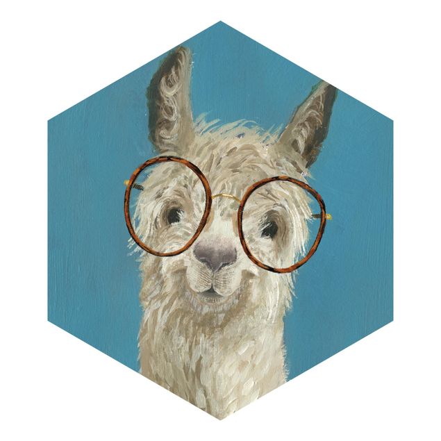 Tapet blå Lama With Glasses I