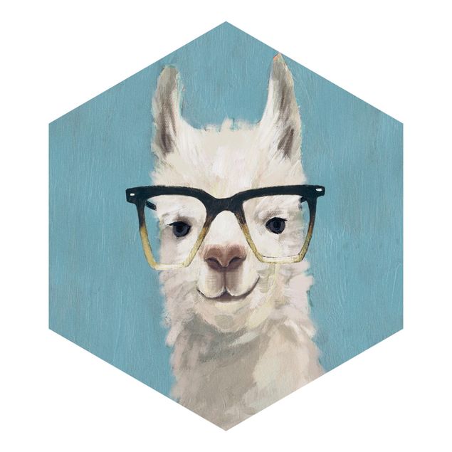 Tapet blå Lama With Glasses IV