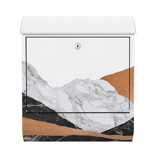 Postkasser grå Landscape In Marble And Copper