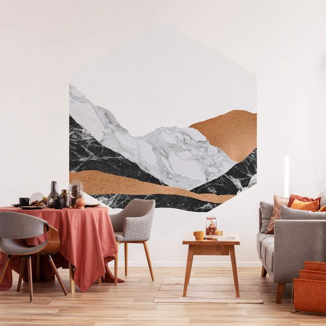 Fototapet bjerge Landscape In Marble And Copper