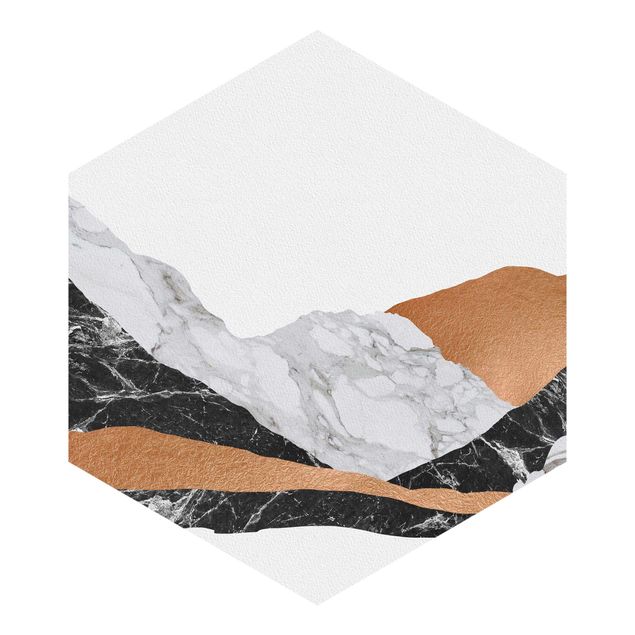 Sekskantede Tapeter Landscape In Marble And Copper