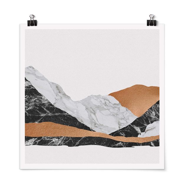 Plakater kunsttryk Landscape In Marble And Copper