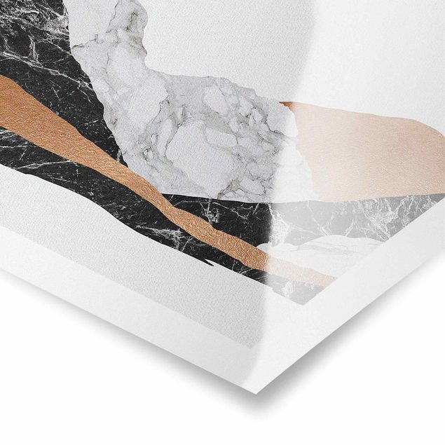 Plakater abstrakt Landscape In Marble And Copper