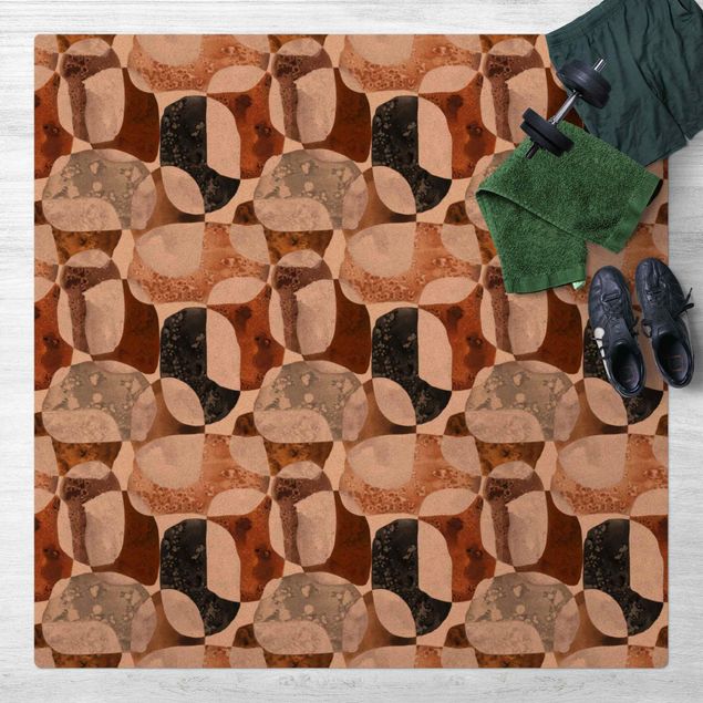 moderne gulvtæppe Living Stones Pattern In Brown