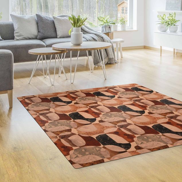 brun tæppe Living Stones Pattern In Brown