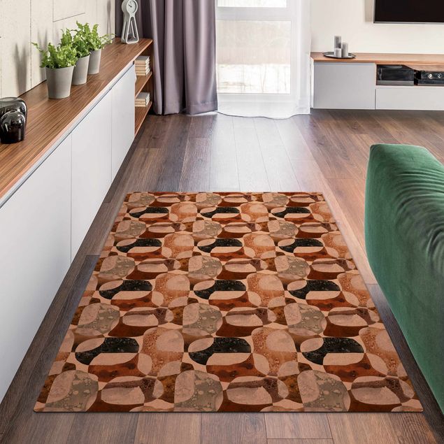 brun gulvtæppe Living Stones Pattern In Brown