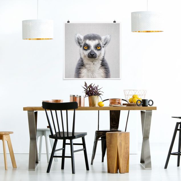 Plakater sort og hvid Lemur Ludwig