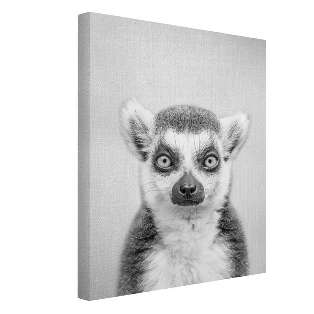 Billeder på lærred sort og hvid Lemur Ludwig Black And White