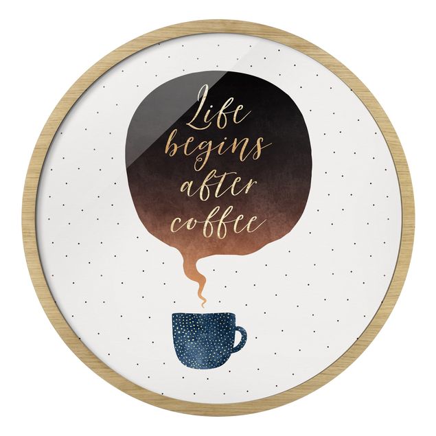 Indrammede plakater abstrakt Life Begins After Coffee Dots