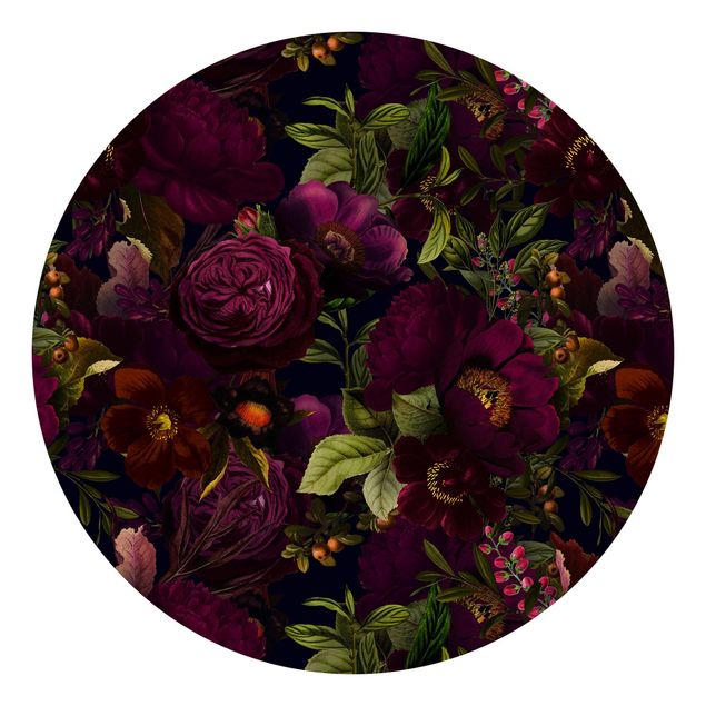 Tapet med mønster Purple Blossoms Dark