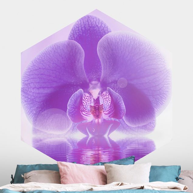 Fototapet orkideer Purple Orchid On Water
