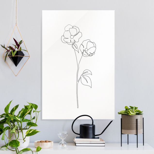 Glasbilleder valmuer Line Art Flowers - Poppy Flower