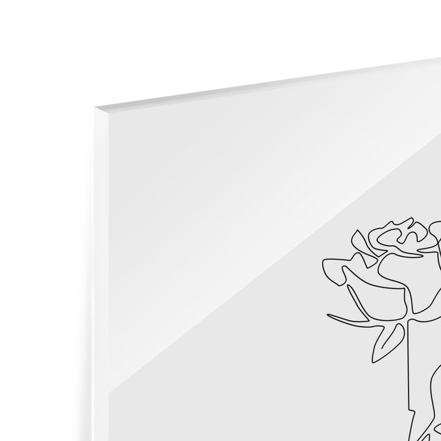 Glas magnettavla Line Art Flowers - Rose