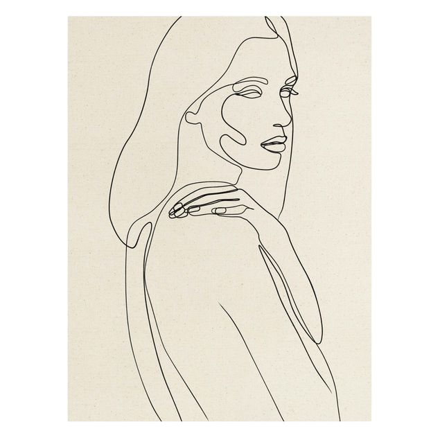 Billeder kunsttryk Line Art Woman Shoulder Black And White