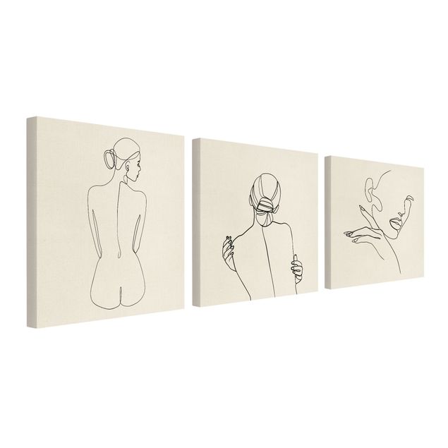 Kunst stilarter linje kunst Line Art Women Nude Drawing Black And White Set