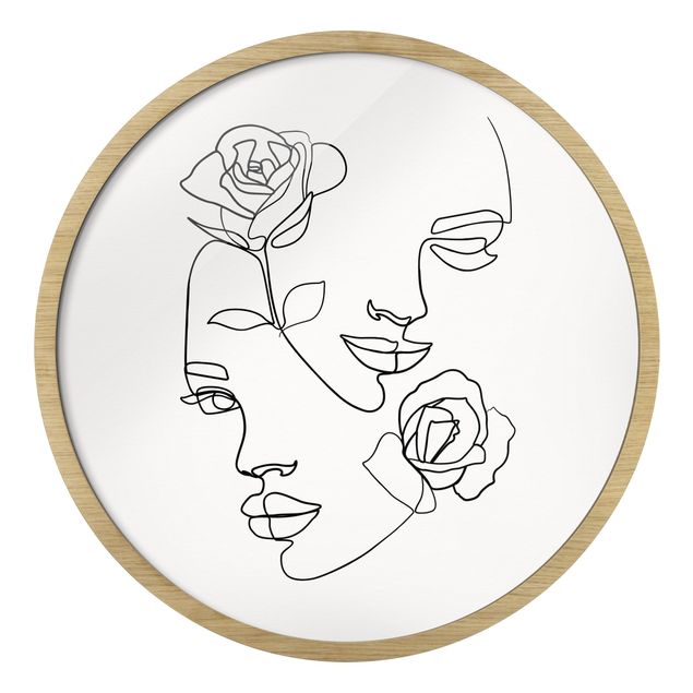 Billeder blomster Line Art Faces Women Roses Black And White