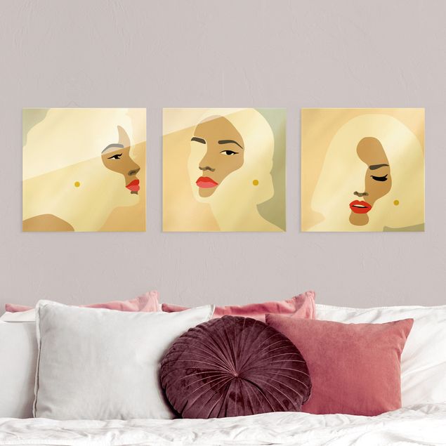 Kunst stilarter Line Art Portrait Women Pastel Set