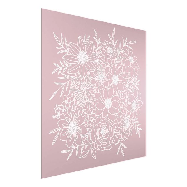 Billeder lyserød Lineart Flowers In Dusky Pink