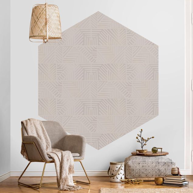 Moderne tapet Line Pattern Stamp In Taupe