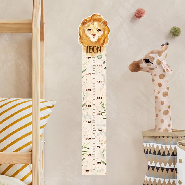 Wallstickers målestave Lion with custom name