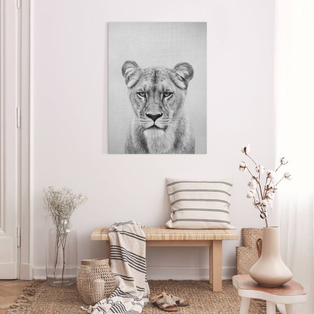 Billeder på lærred lions Lioness Lisa Black And White