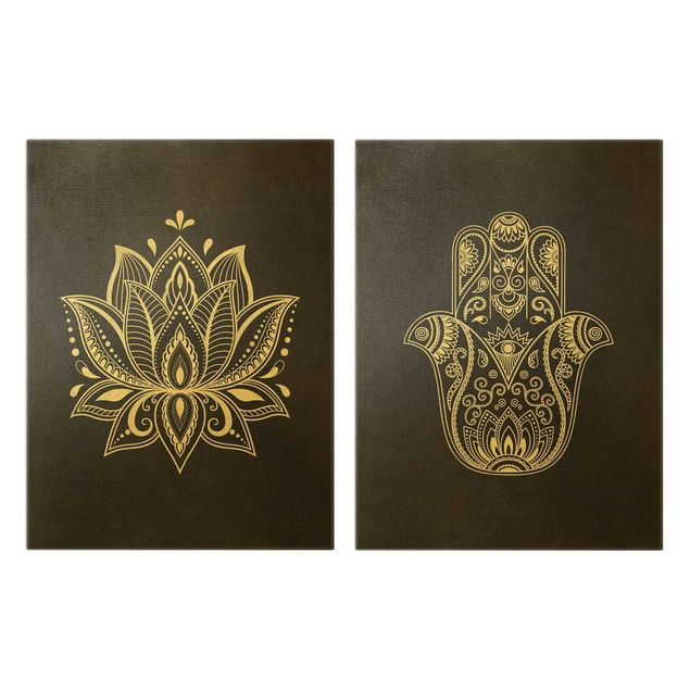Billeder Lotus Illustration And Hamsa Hand Set
