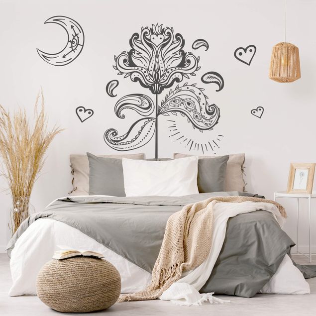 Wallstickers spirituelt Lotus With Moon And Hearts