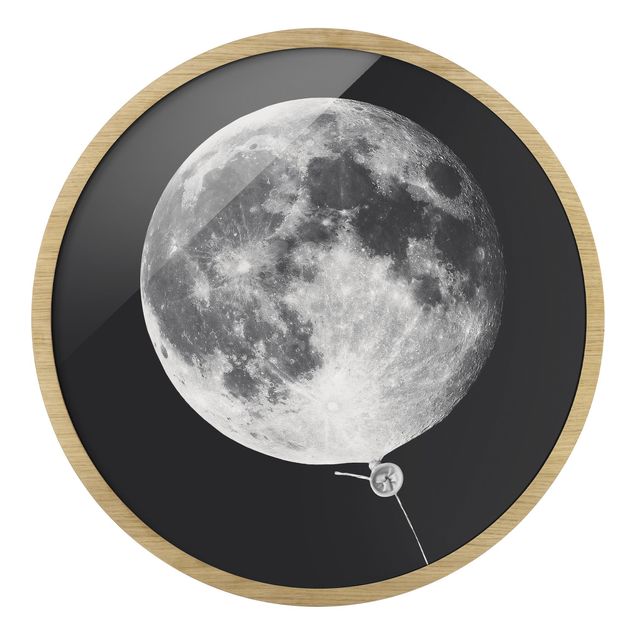 Indrammede plakater kunsttryk Balloon With Moon