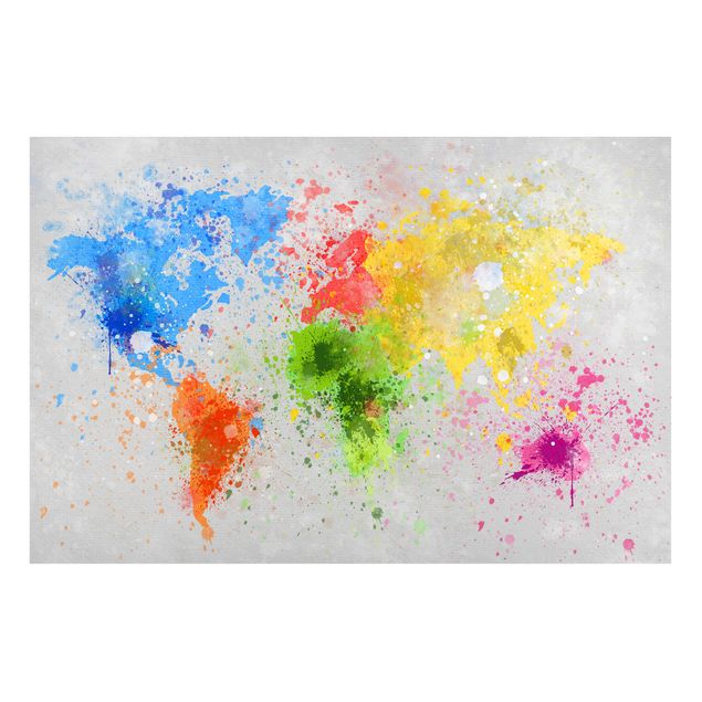 Magnettavler verdenskort Colourful Splodges World Map