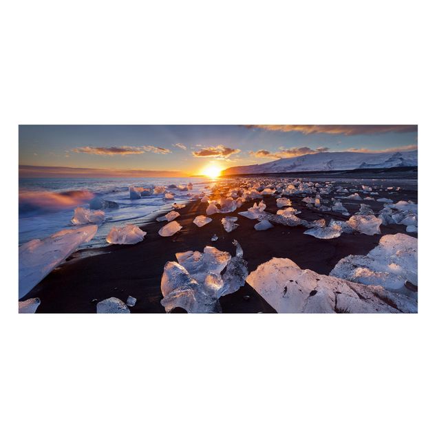 Billeder landskaber Chunks Of Ice On The Beach Iceland