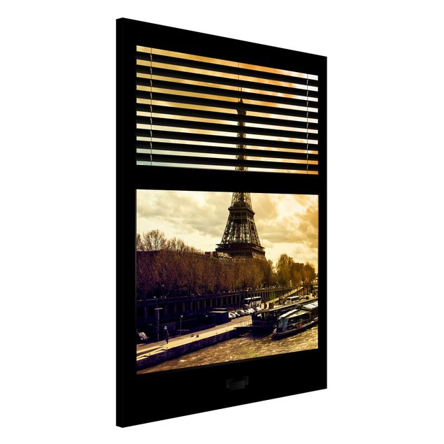 køkken dekorationer Window View Blinds - Paris Eiffel Tower sunset