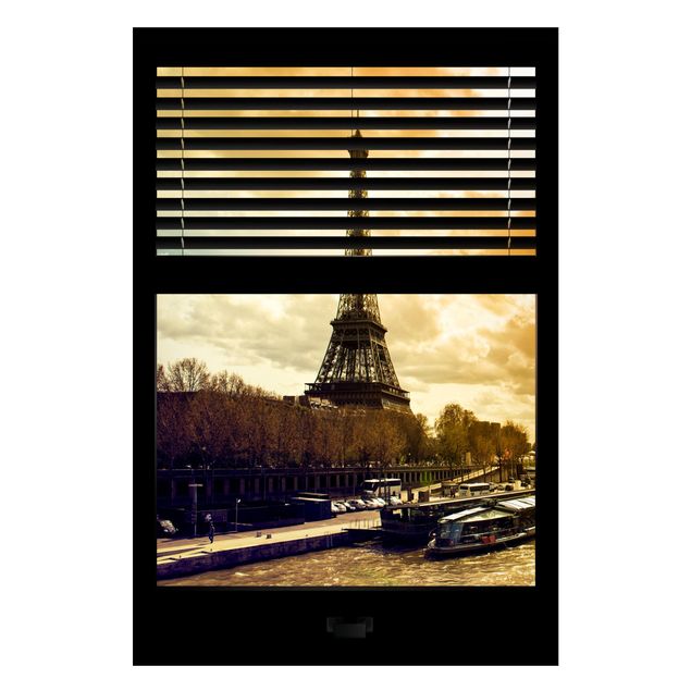 Billeder Paris Window View Blinds - Paris Eiffel Tower sunset