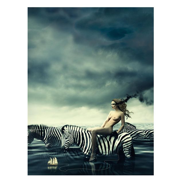 Billeder zebraer Woman Posing With Zebras
